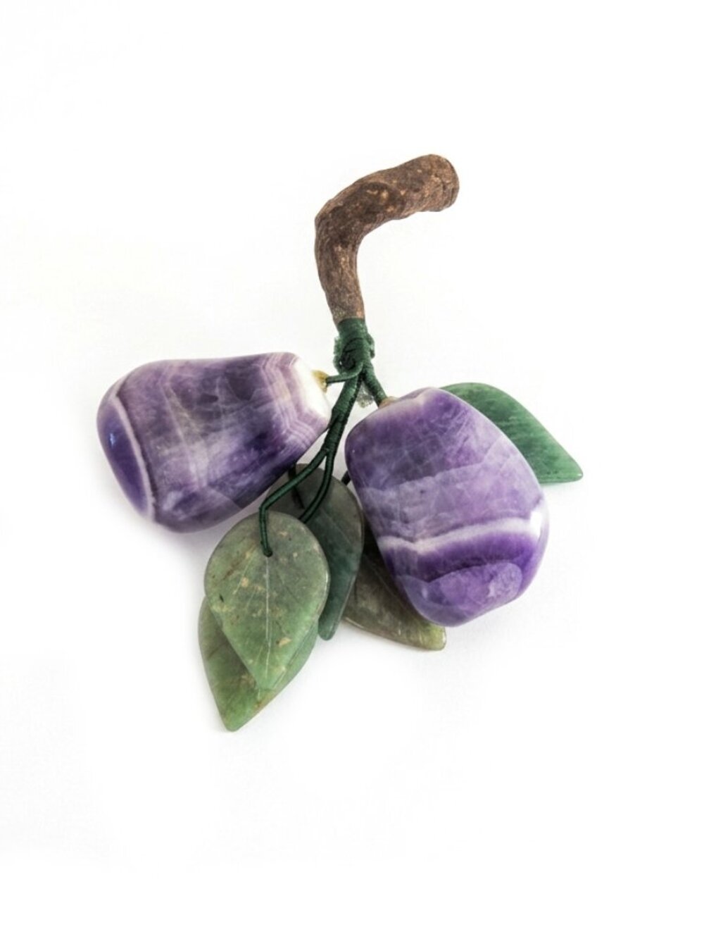 Vintage Carved Amethyst & Jade Gemstone Fruit Figurine 4x5